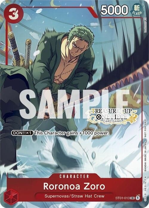 Roronoa Zoro — Store Tournaments Promos (stp) — No. ST01-013P1 — Ver. Promo — vTreasure Cup
