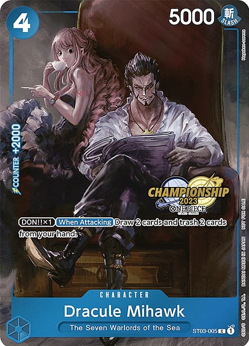 Dracule Mihawk — Championships Promo (op-chp) — No. ST03-005 — Ver. Promo — vCelebration Pack | Championship 2023