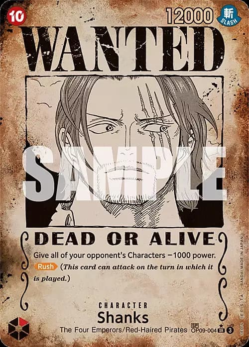 Shanks — OP-09: Emperors in the New World (op09) — No. OP09-004w — Ver. Alternate Art — vWANTED | Alternate Art