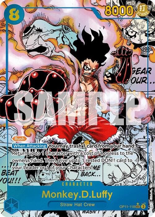 Monkey.D.Luffy — OP-11: A Fist of Divine Speed (op11) — No. OP11-118m — Ver. Secret Rare — vManga Panel Alternate Art | Secret Rare